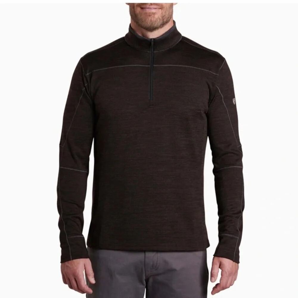 Kuhl Men’s Ryzer 1/4 zip Long-sleeve Pullover in Black Carbon M-057 Sz S